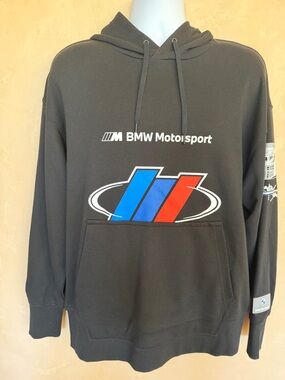Puma BMW Motorsport Black Crewneck Hoodie with Blue and Red Logo